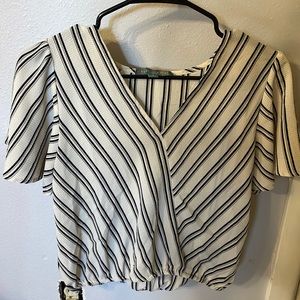 Good Luck Gemsize smallshort sleeve blouse. Beige with black and brown stripes.